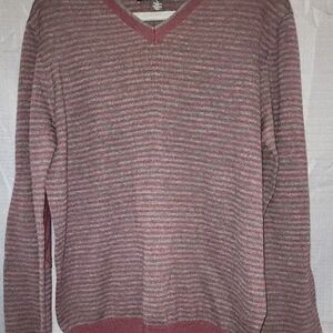 Pronto Uomo V-Neck Red and Gray Sweater